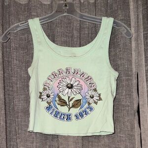 Billabong Light Green Floral Graphic Crop Top